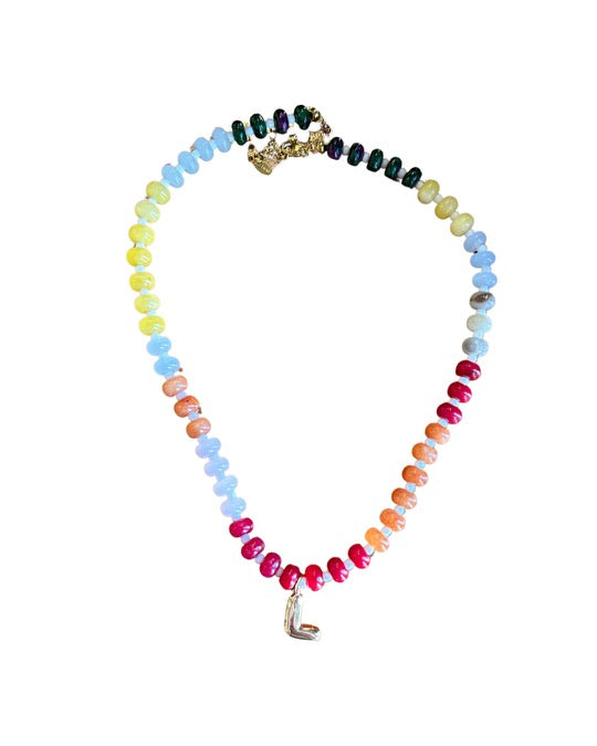 Beaded Bubble Initial Necklace-Necklace-lou lou boutiques