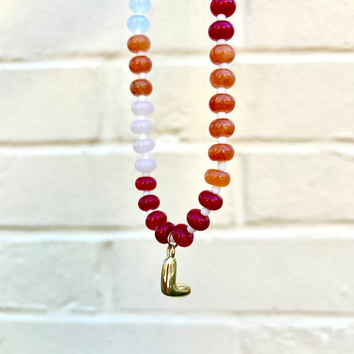 Beaded Bubble Initial Necklace-Necklace-lou lou boutiques