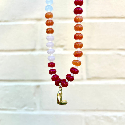 Beaded Bubble Initial Necklace-Necklace-lou lou boutiques