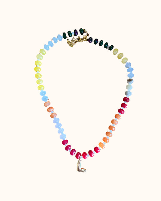 Beaded Bubble Initial Necklace-Necklace-lou lou boutiques