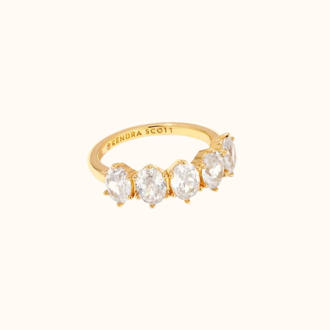 Kendra Scott Cailin Gold Crystal Band Ring-Rings-lou lou boutiques
