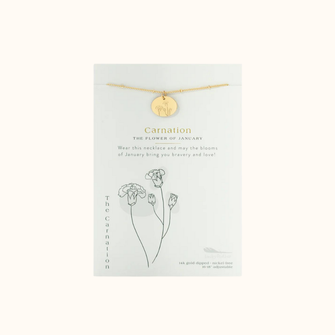 Lucky Feather Birth Flower Necklaces-Necklace-lou lou boutiques