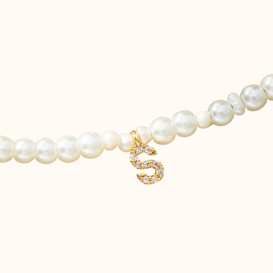 Monogram Pendant Pearl Necklace-Necklace-lou lou boutiques